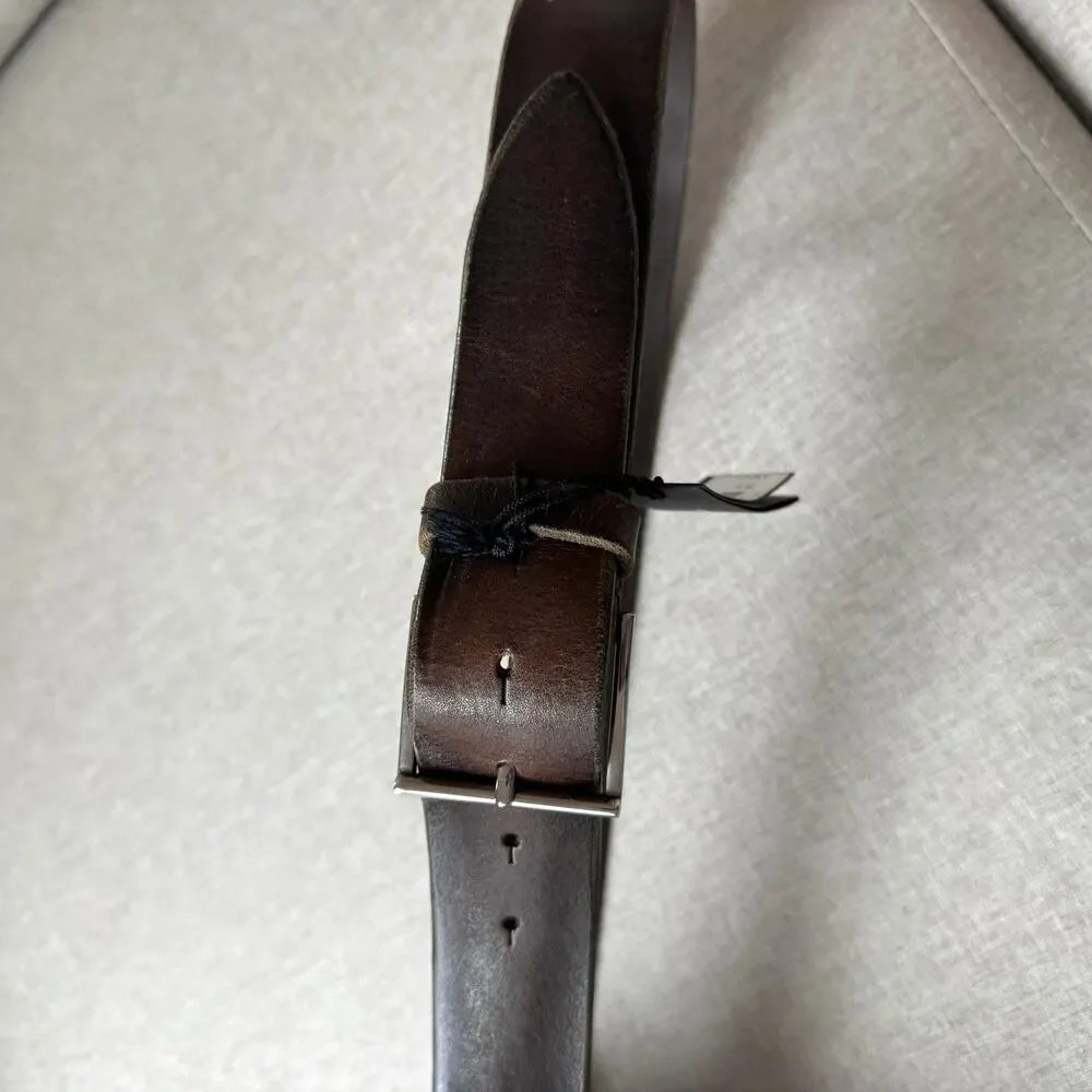 Orciani Wax Italian Leather Castor Brown Silver Buckle Belt 90 NEW Western
